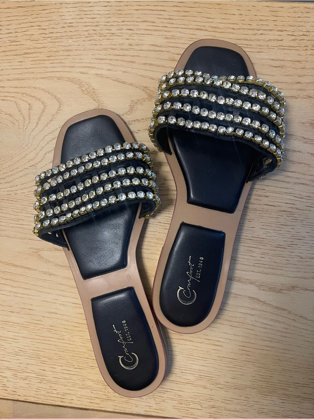 Cato Rhinestone Caged Slide Sandals - Picture 1 of 5
